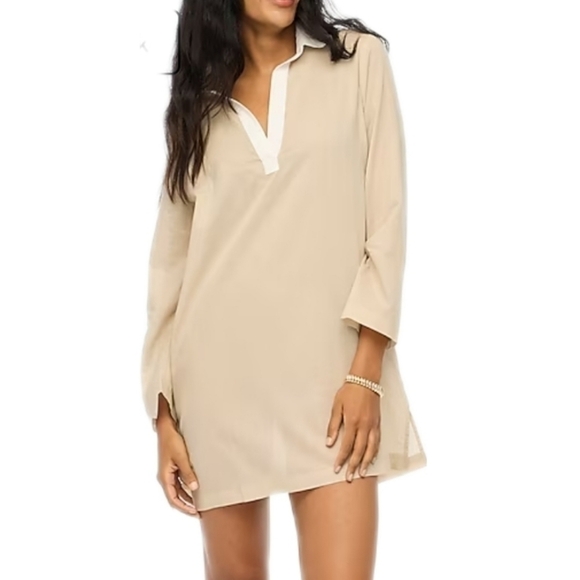J Crew Factory Polo tunic cover-up in Coastal Dune White Col size S NWT BW209 - Picture 1 of 10